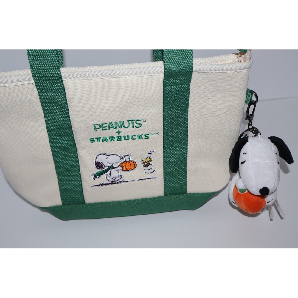 Starbucks x Peanuts 2026 Snoopy Canvas Tote Bag & Plush Charm Keychain Set - Picture 16 of 16